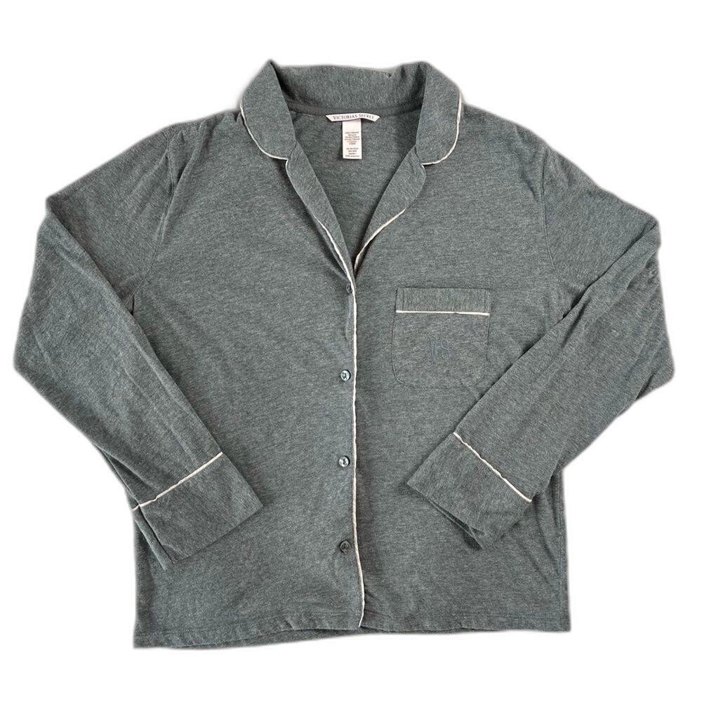 Victoria's Secret XS Button Up Pajama Top Grey Women's Long Sleeve
